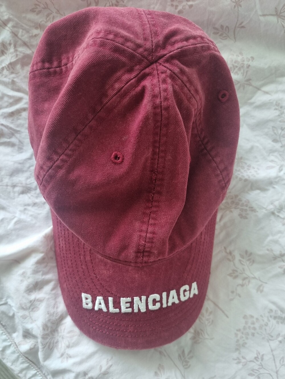 Balenciaga Burgundy Logo Baseball Cap Made in Italy Adjustable